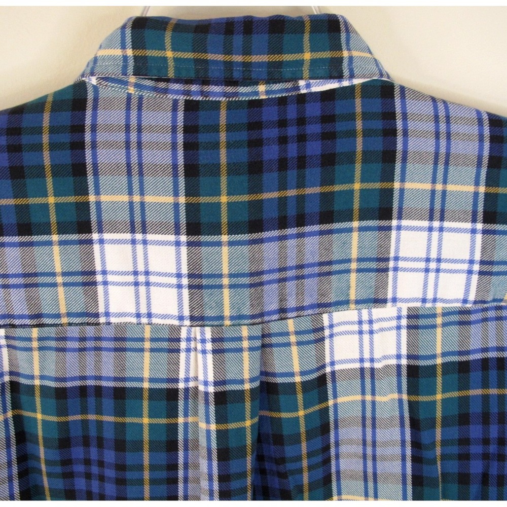 Lands' End Long Sleeve Button Down Flannel Shirt Men's Large Tall Green Plaid - Picture 6 of 6
